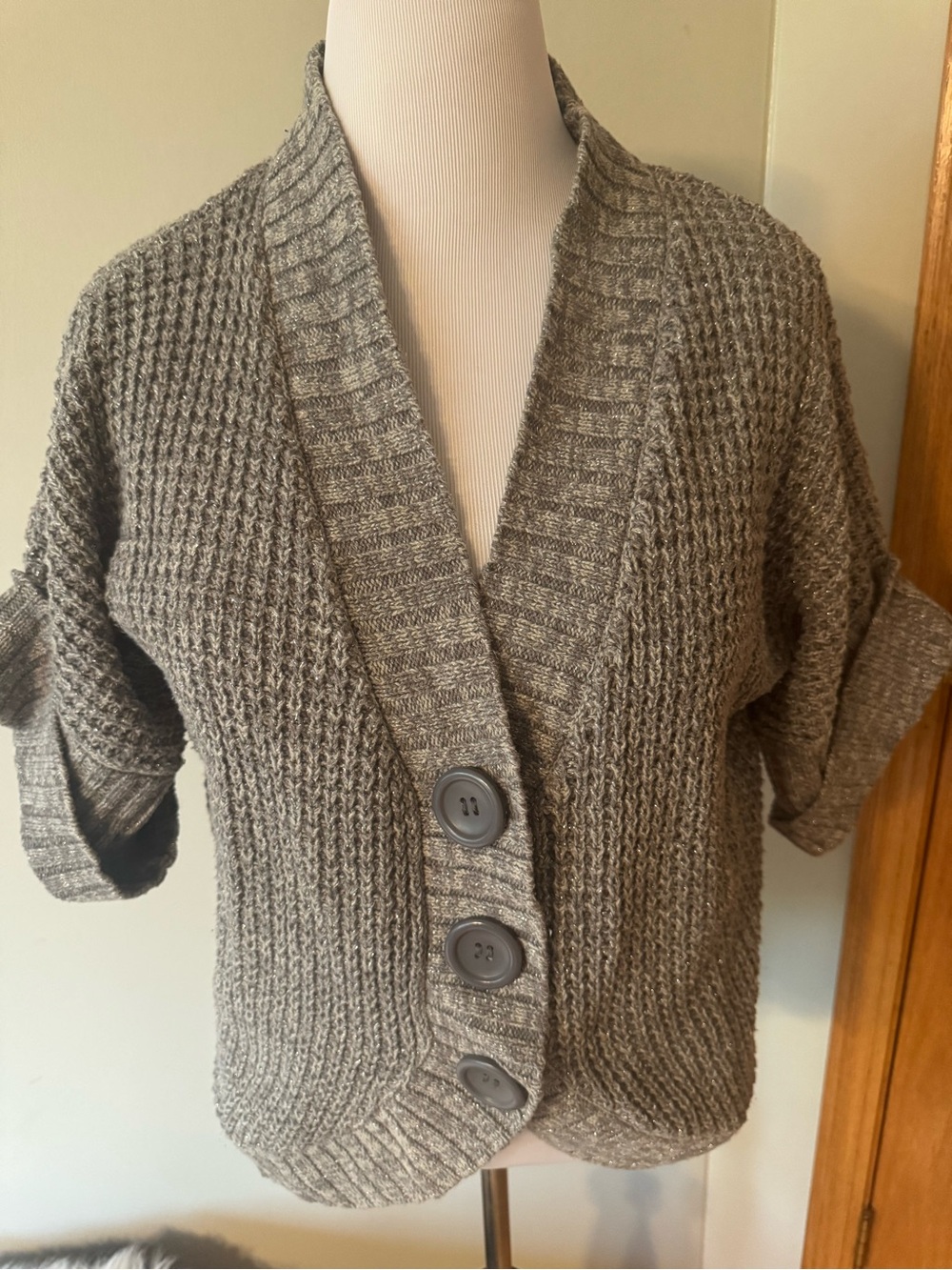 The Limited Gray Chunky Knit Button-Front Cardigan